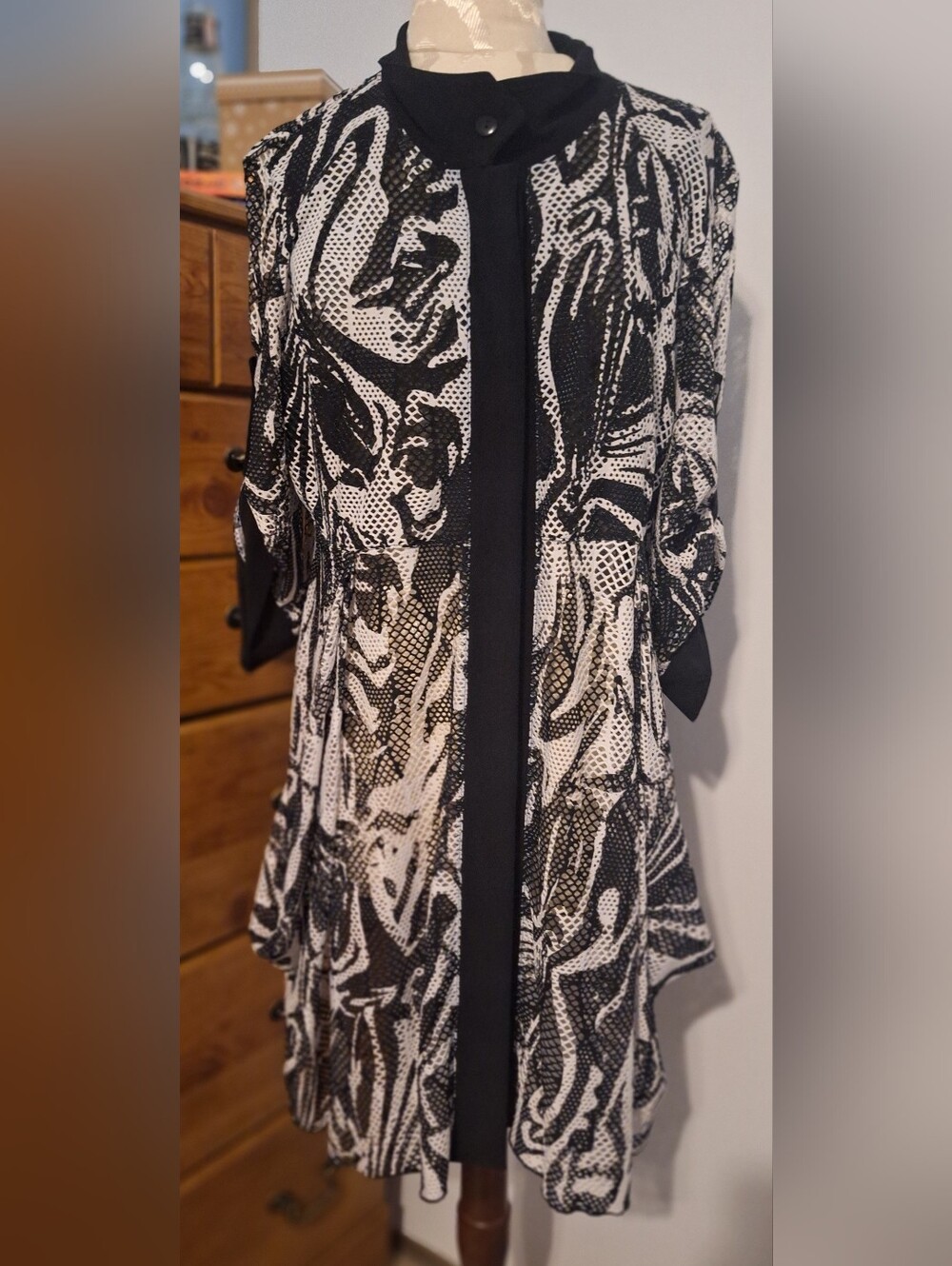 Joseph Ribkoff Mesh Button-Front Jacket - Picture 7 of 12